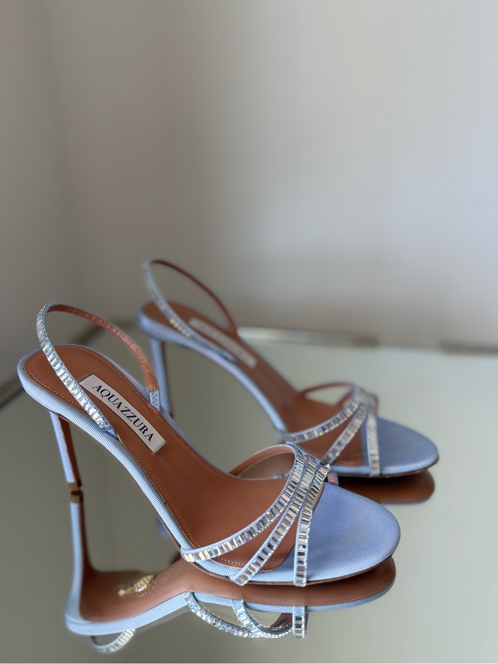 New Aquazzura Memoire crystal-embellished grosgrain sandals $1,115 38 - Picture 4 of 12